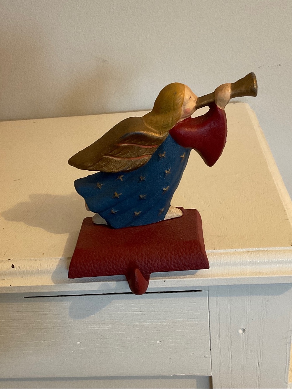 Vintage Eddie Bauer Painted Angel Hook in Blue, Red, Gold